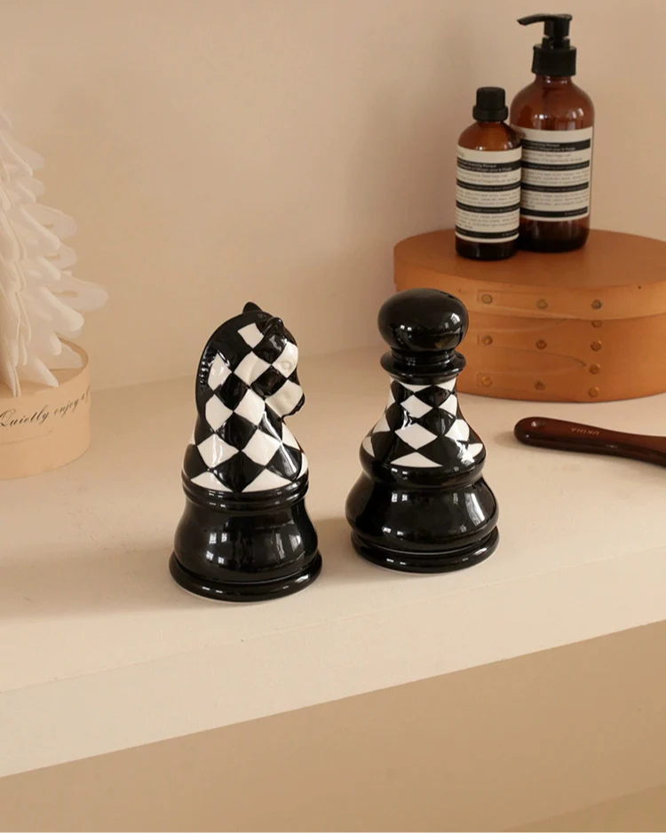Ceramic Chess Piece Storage Jar