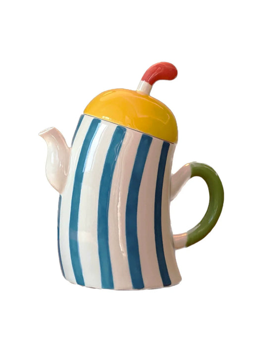 Wavy Stripe Ceramic Teapot