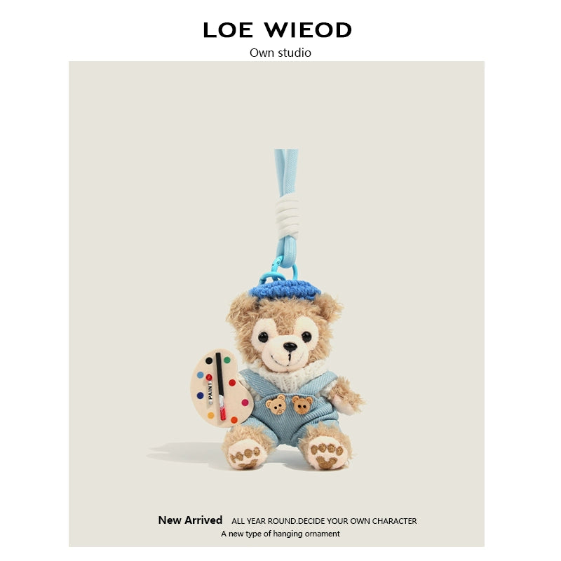 Painter Bear Plush Keychain