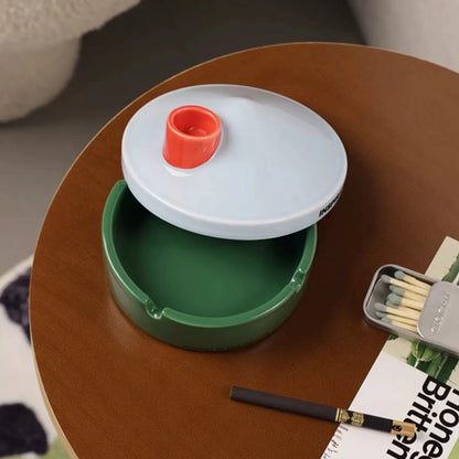 House Pastel Ceramic Ashtray with Lid