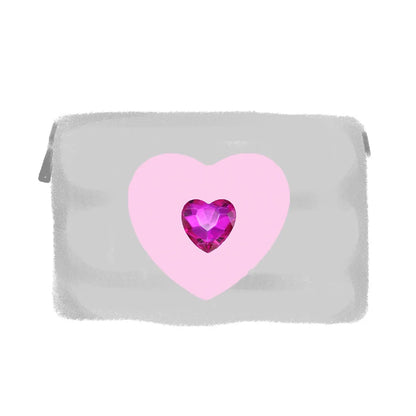 Crystal Heart Cosmetic Bag – Y2K Nylon Pouch