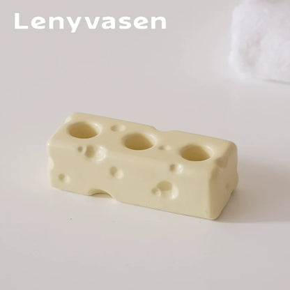 Cheese Ceramic Toothbrush Holder – 1 to 4 Slot Options