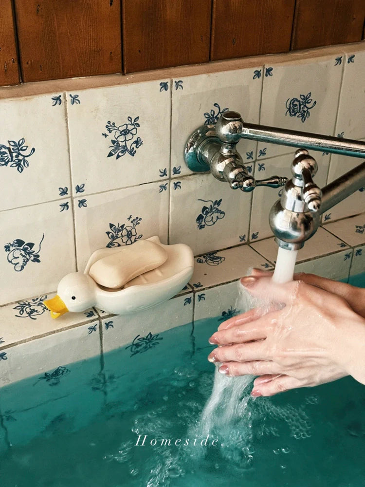 Homeside, saliva, duck soap tray, ins, korean cute duck soap tray, drain tray, soap dish, multi-purpose tray