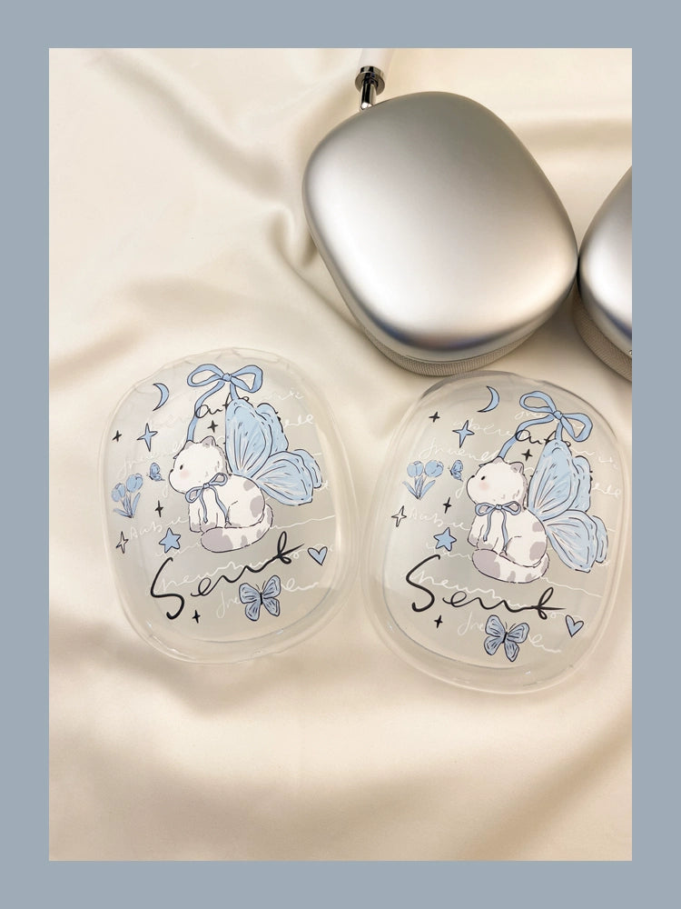 ins cute blue butterfly cat airpodsmax cover over-the-ear for apple bluetooth headset apm case max protective cover airmax accessories airpodmax ear cups