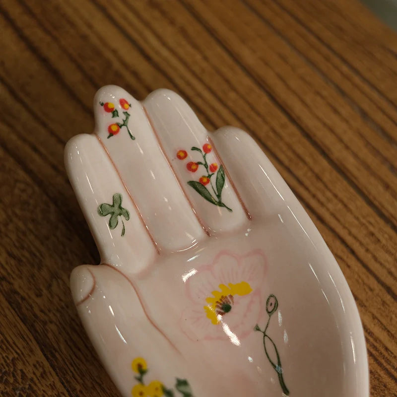 He mountain set. Free Shipping, Export Hand-painted Ceramic Palm, Creative Tray, Mini Storage Jewelry Plate, Model House