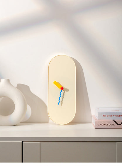 Nordic Oval Wall Clock with Wavy Hands