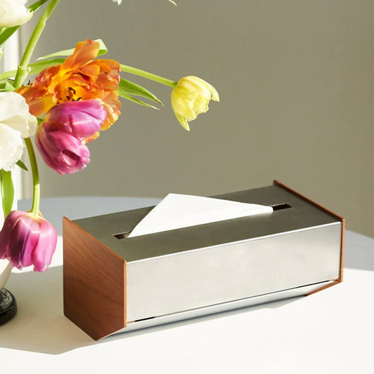 Mo Yu Stainless Steel Tissue Box Living Room Dining Table Original Design Commercial Light Luxury High-end Desktop Tissue Decoration Box
