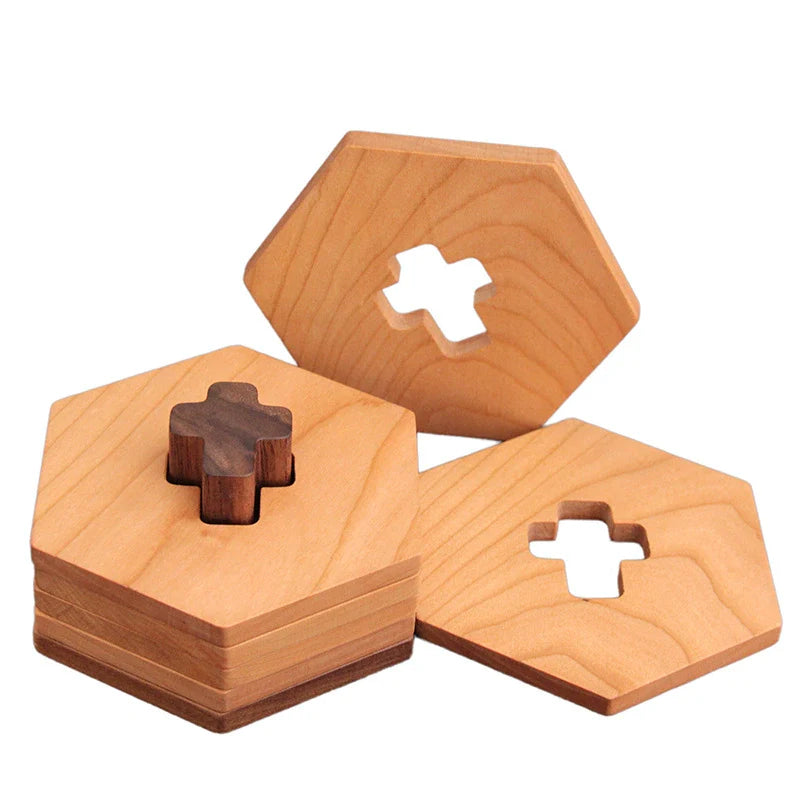 FOCUS Japanese style black walnut + cherry wood mat tea set tea cup holder coffee cross coaster solid wood gift