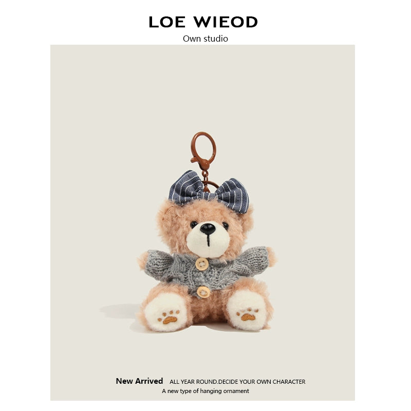 Bow Bear Plush Keychain