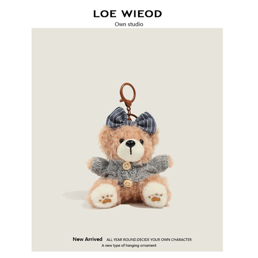 Bow Bear Plush Keychain