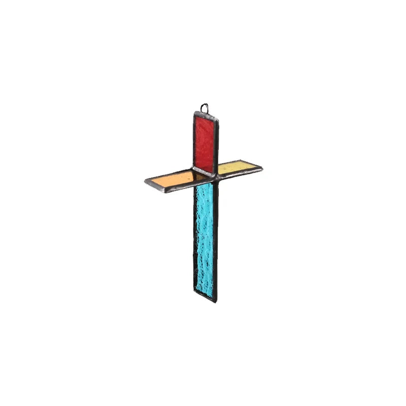 Handmade Stained Glass Cross Ornament