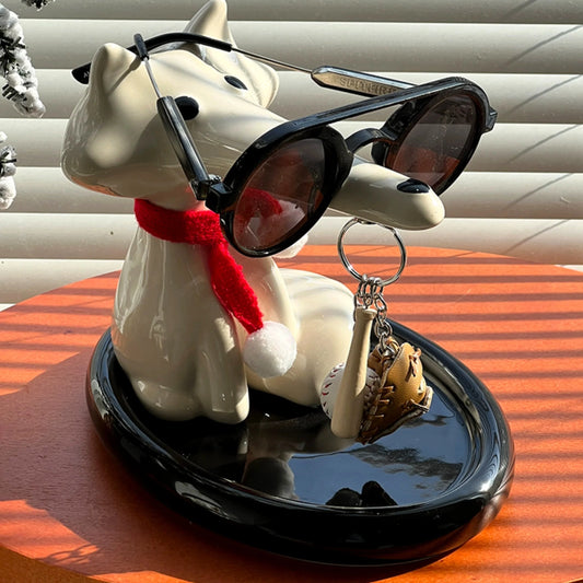Magnetic Fox Butler Tray – Ceramic Key Holder Stand