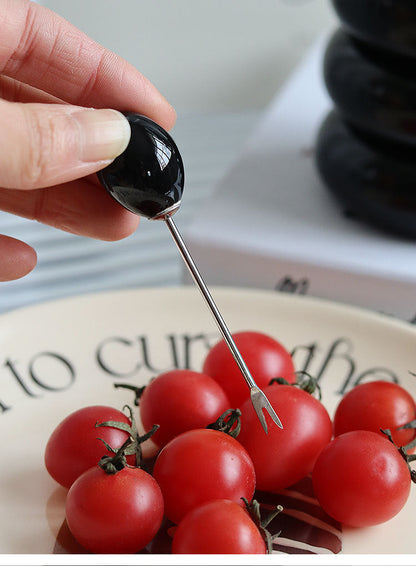 Tomato-Shaped Picks & Round Storage Holder