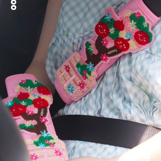 Embroidered Floral Seatbelt Cover