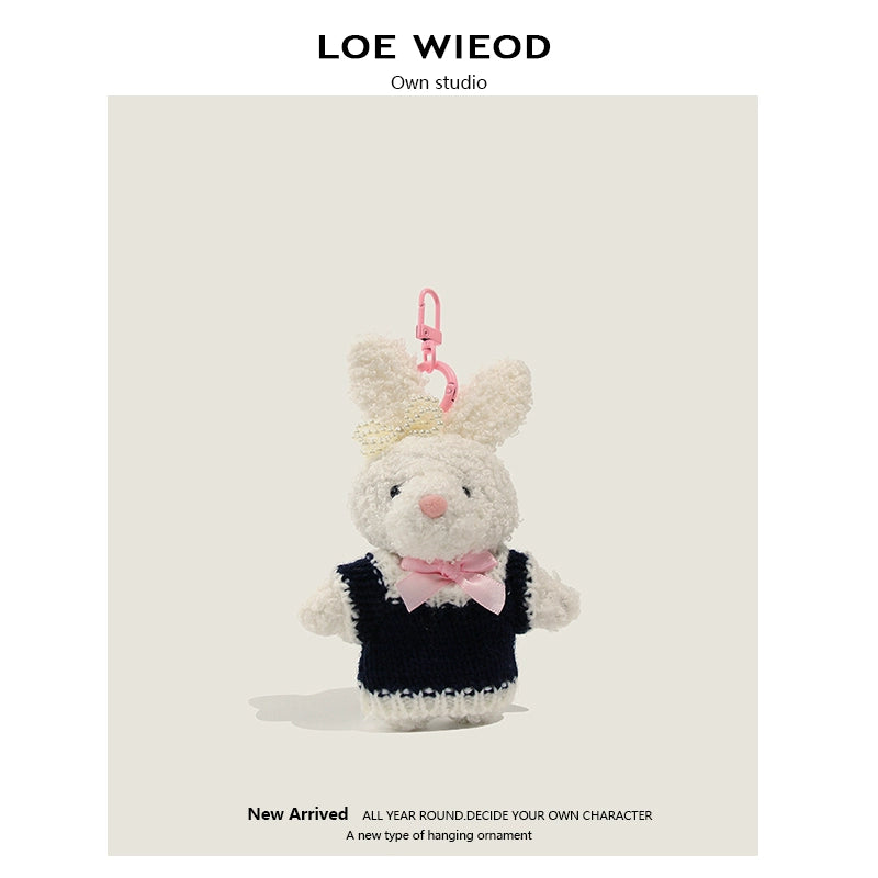 Pink Ribbon Bunny Plush Keychain