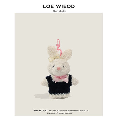 Pink Ribbon Bunny Plush Keychain