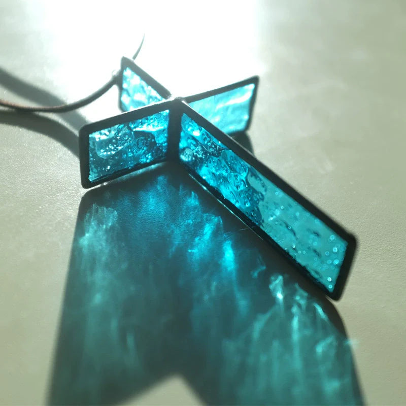 Handmade Stained Glass Cross Ornament