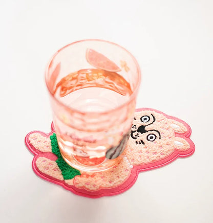 Ruoyu workshop RUOYUSTUDIO original design muscle rabbit fabric embroidery coaster