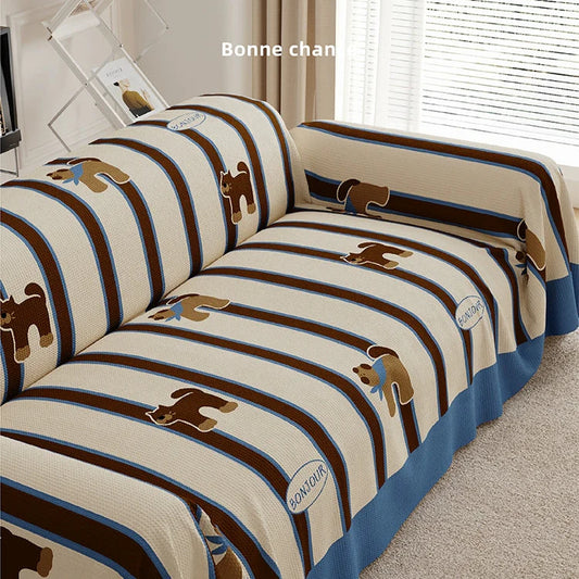 Striped Cat Sofa Cover – Waterproof Blanket Style Couch Protector