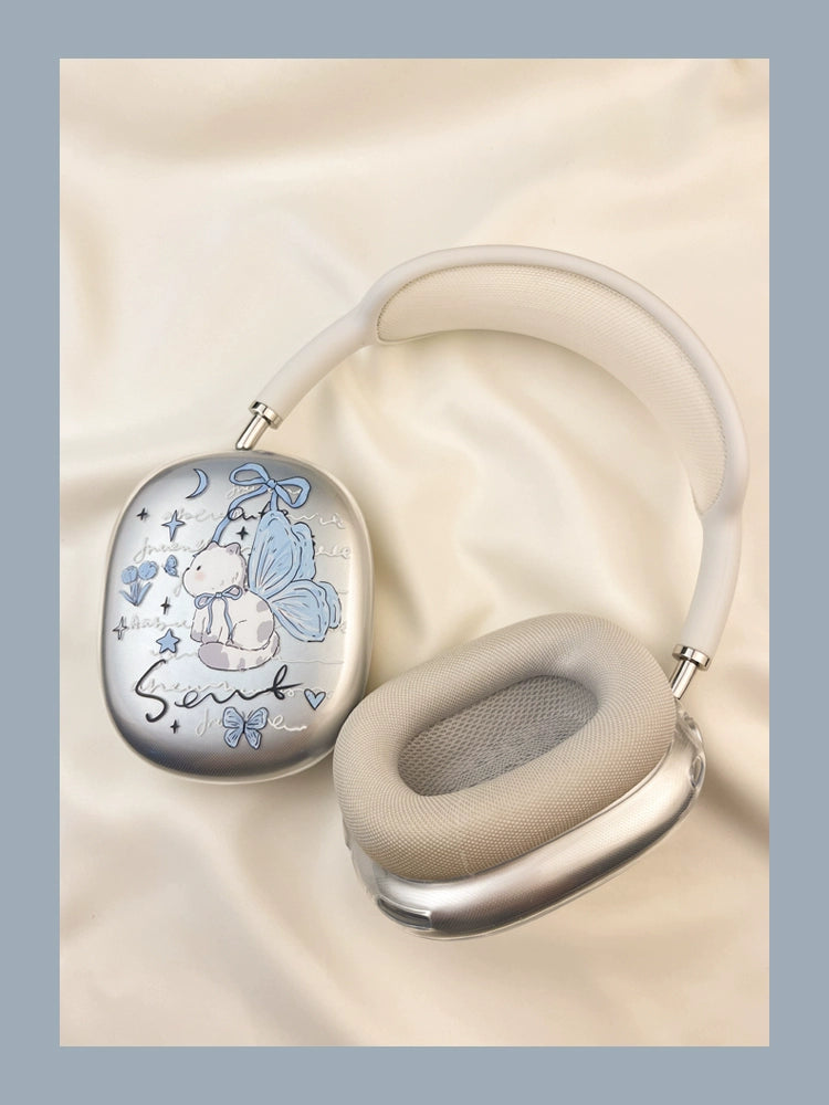 ins cute blue butterfly cat airpodsmax cover over-the-ear for apple bluetooth headset apm case max protective cover airmax accessories airpodmax ear cups