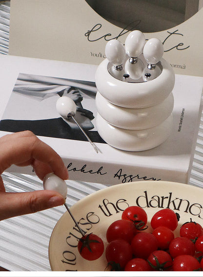 Tomato-Shaped Picks & Round Storage Holder