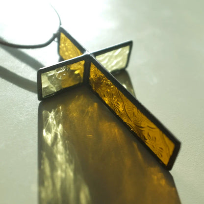 Handmade Stained Glass Cross Ornament