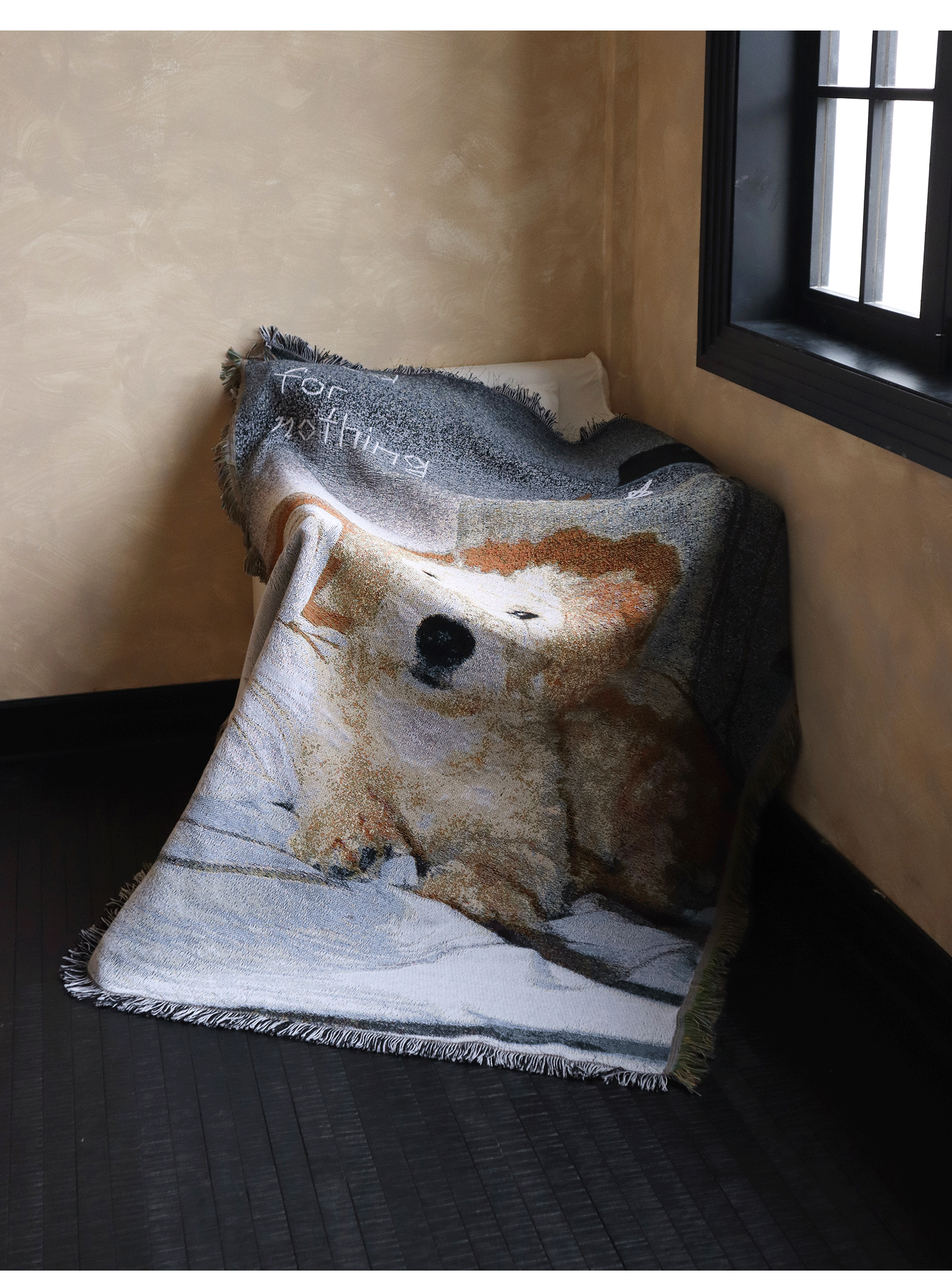 goodfornothing is good for nothing, original puppy, vintage art, tapestry, blanket, knitted sofa blanket