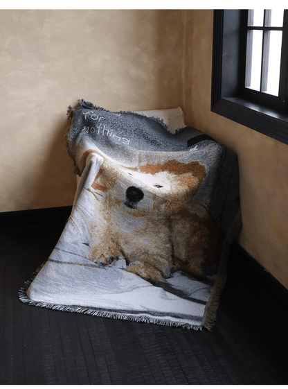 goodfornothing is good for nothing, original puppy, vintage art, tapestry, blanket, knitted sofa blanket