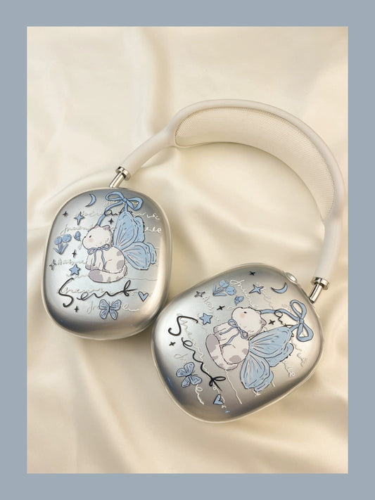 ins cute blue butterfly cat airpodsmax cover over-the-ear for apple bluetooth headset apm case max protective cover airmax accessories airpodmax ear cups
