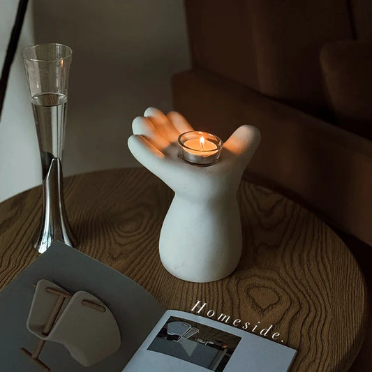 Hand-Shaped Ceramic Candle Holder & Vase