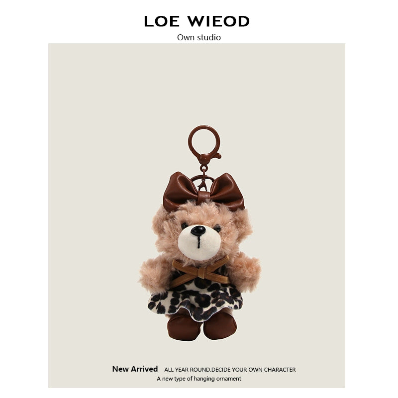 Leopard Dress Bear Plush Keychain