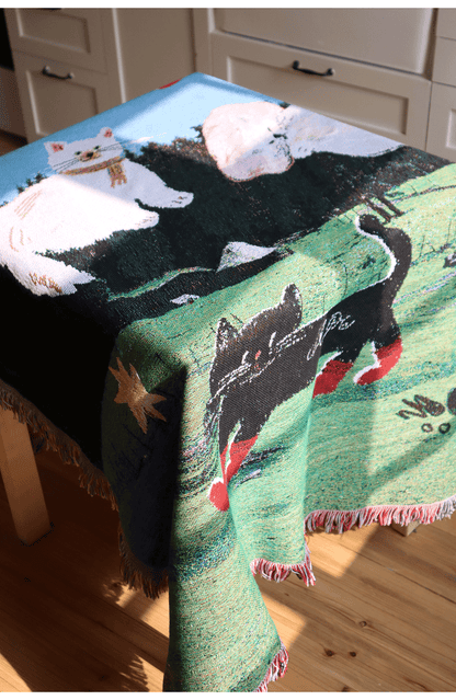 goodfornothing is good for nothing, kitten art tapestry, sofa blanket, knitted blanket, picnic mat, ambiance blanket
