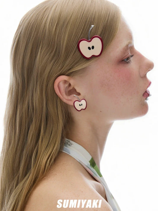 [New buy 3 free 1] SUMIYAKI apple slice acetate hairpin Knock cute!