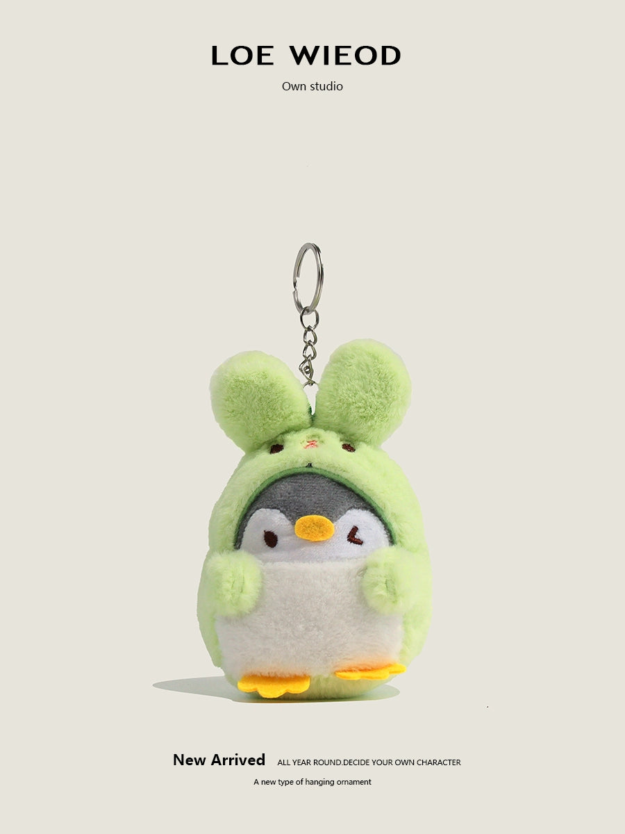 Bunny Hood Penguin Plush Keychain
