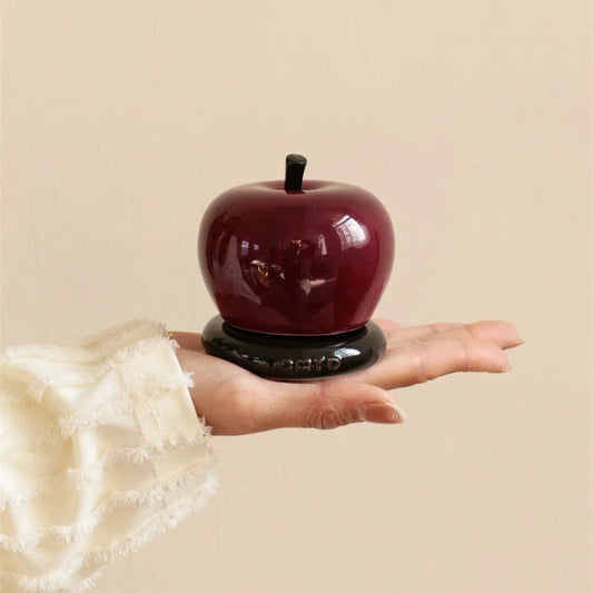 CMYD original design high-value apple toothpick jar ceramic dental floss cotton swab storage box decorative ornament gift