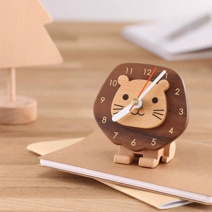 Mini Animal Wooden Desk Clock – Lion & Bear Collection