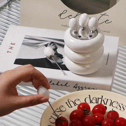 Tomato-Shaped Picks & Round Storage Holder