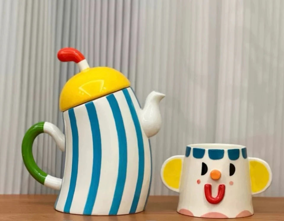 Wavy Stripe Ceramic Teapot