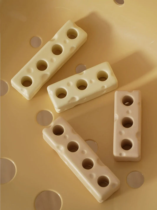 Cheese Ceramic Toothbrush Holder – 1 to 4 Slot Options
