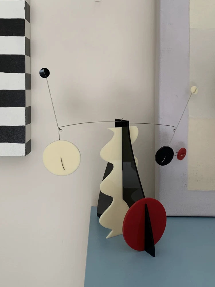 Simple Bauhaus geometric acrylic table top sitting living room dynamic Calder balance decoration ornaments soft decoration