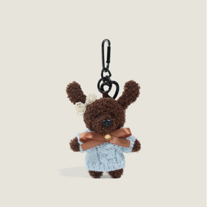 Pink Ribbon Bunny Plush Keychain