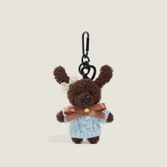 Pink Ribbon Bunny Plush Keychain