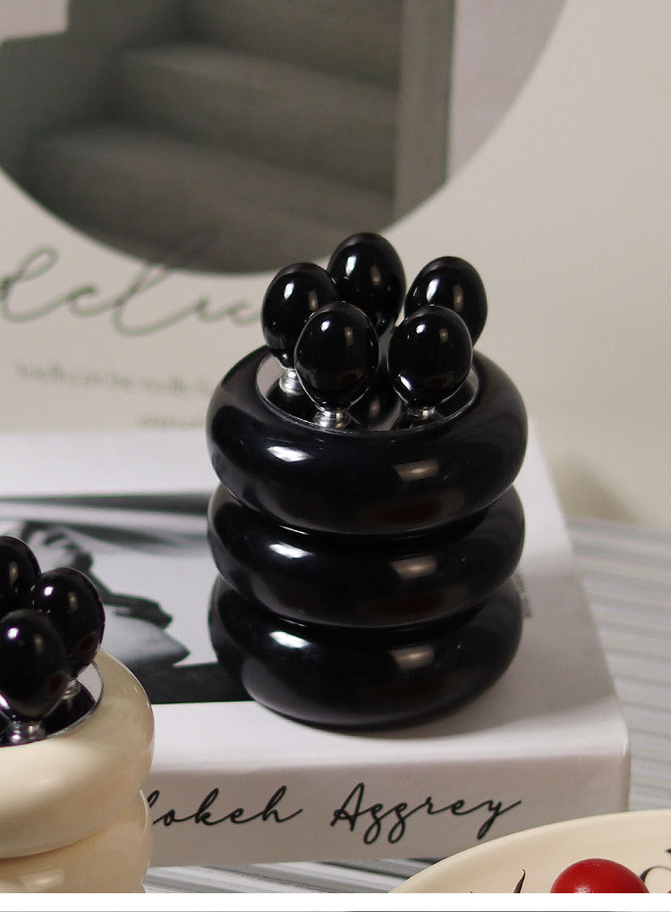 Tomato-Shaped Picks & Round Storage Holder