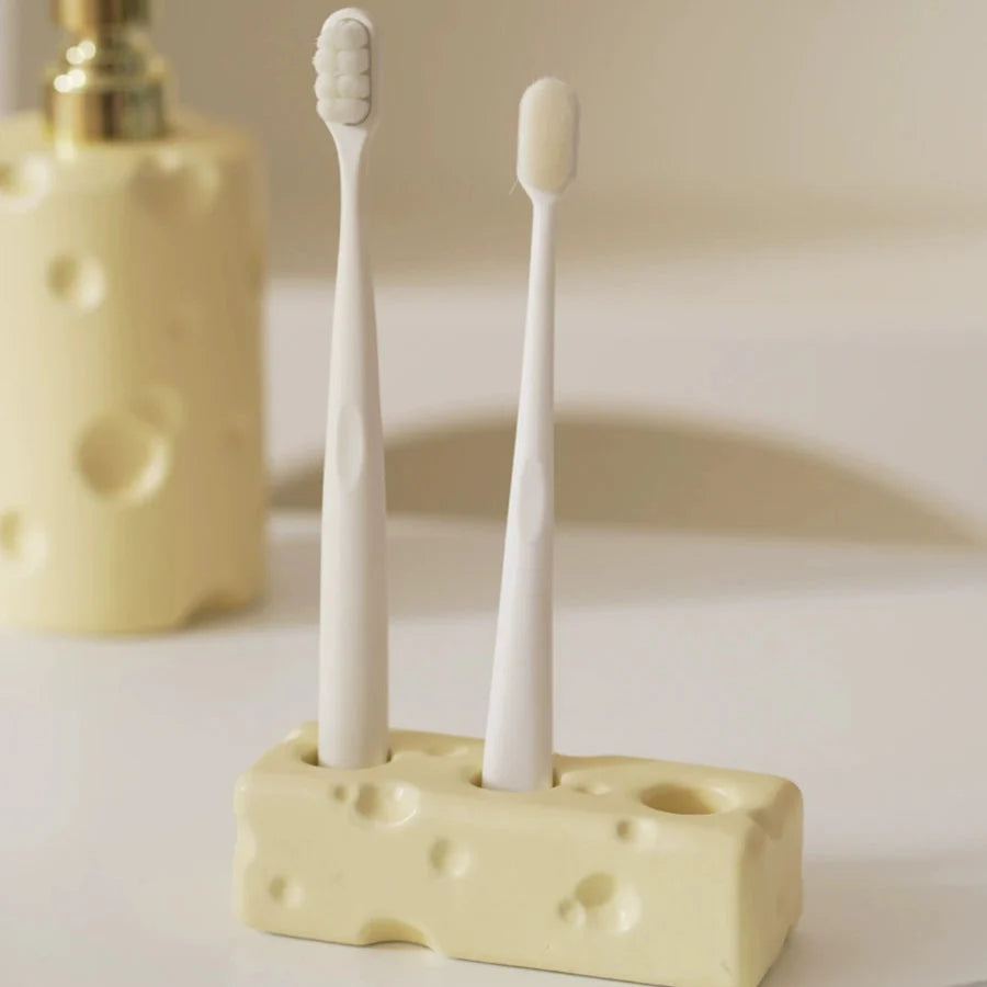 Cheese Ceramic Toothbrush Holder – 1 to 4 Slot Options