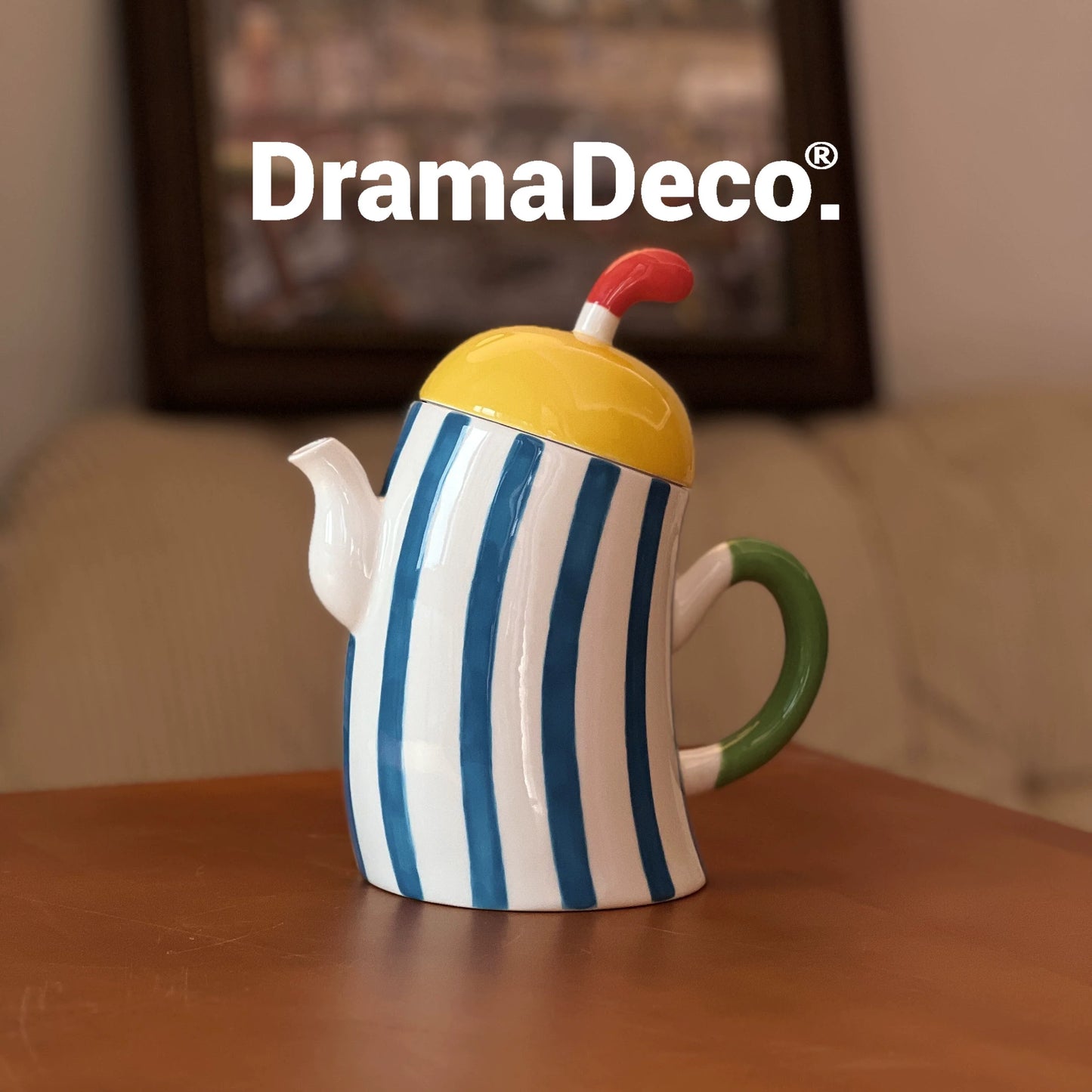 Wavy Stripe Ceramic Teapot
