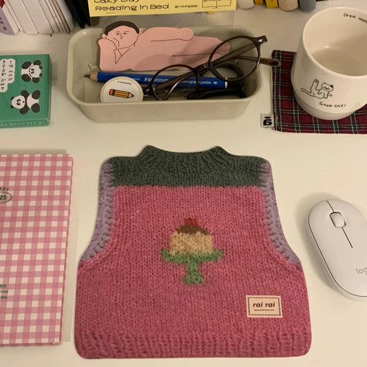 Rairai Original Niche Portable Non-slip Cute Girls Knit Sweater Small Office Desk Pad Mouse Pad