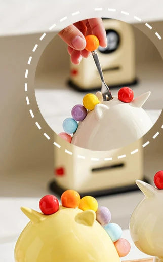 Unicorn Ceramic Fork Holder with Mini Dessert Fork Set