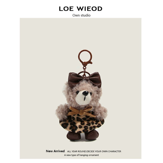 Leopard Dress Bear Plush Keychain