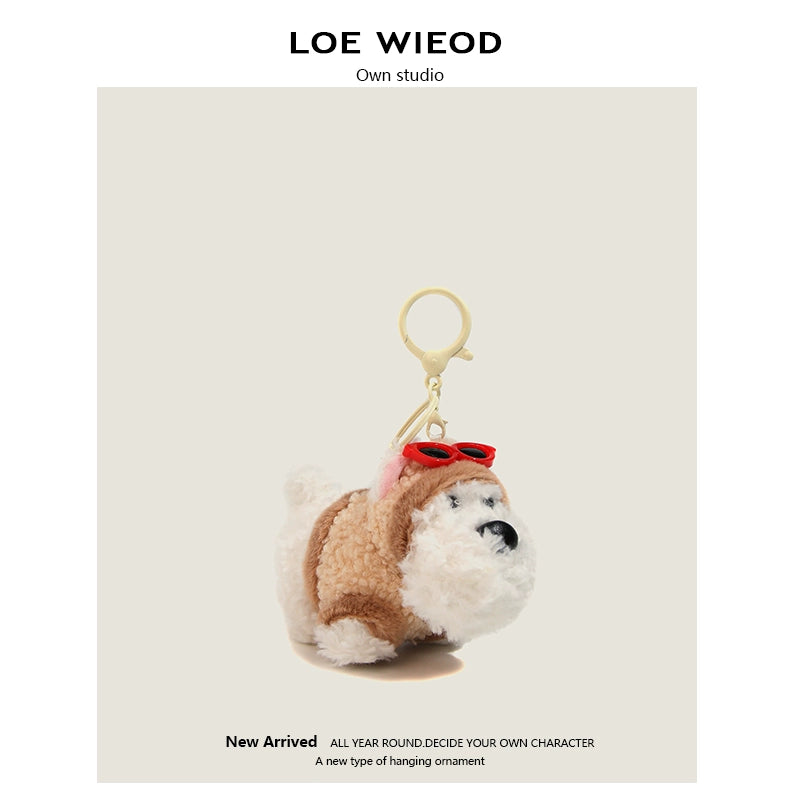 Goggles Dog Plush Keychain