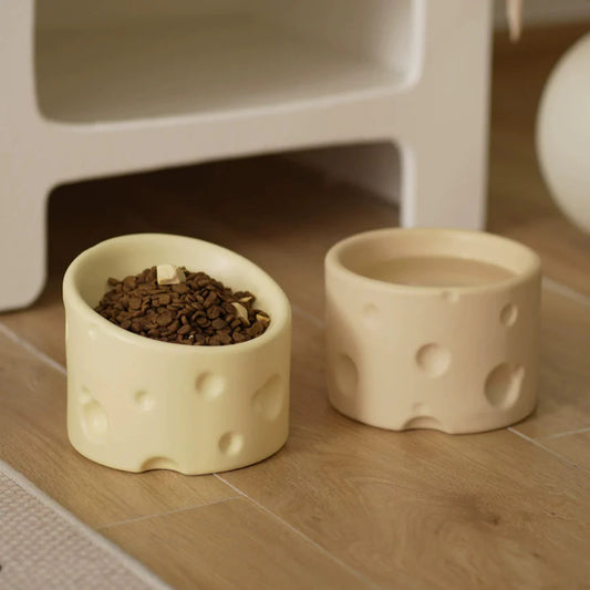Cheese Ceramic Cat Bowl